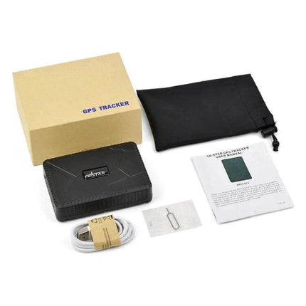 TKSTAR GPS Tracker for Vehicle Security and Location Monitoring - compact tracker kit with USB cable, SIM tool, manual, pouch and box