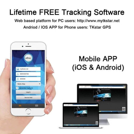 TKSTAR GPS Tracker for Vehicle Security and Location Monitoring - mobile app and lifetime free tracking software on phone and PC