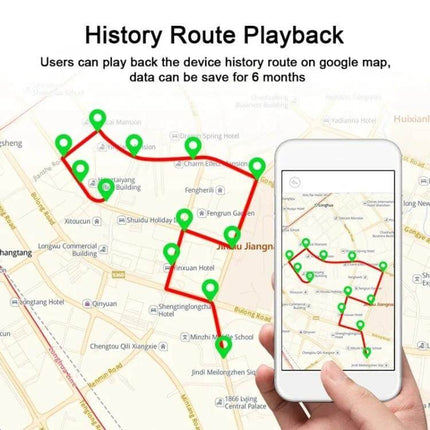 TKSTAR GPS Tracker for Vehicle Security and Location Monitoring - app history route playback map with green pins on vehicle route