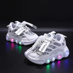 Luminous Breathable LED Sneakers for Kids with Comfortable Webbing Upper