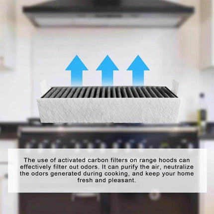 Activated Carbon Range Hood Filter 7.6 By 2.95 Inches replacement charcoal filter for Bosch and Siemens hoods, captures grease and controls cooking odors