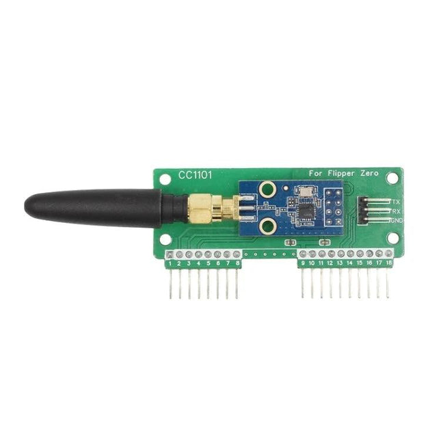 Flipper Zero External Module for Wireless Remote Control Use - green CC1101 board with antenna for extending signal range