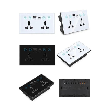 Graffiti Smart Socket for Remote Home Device Control - white and black wall sockets with WiFi ZigBee app buttons