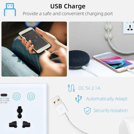 Graffiti Smart Socket for Remote Home Device Control - WiFi ZigBee smart outlet with USB charge for lights fans and chargers