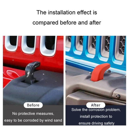 Jeep Wrangler Bumper Hook Cover for Daily Driving Protection shown before (corroded) and after (installed PPE cover)