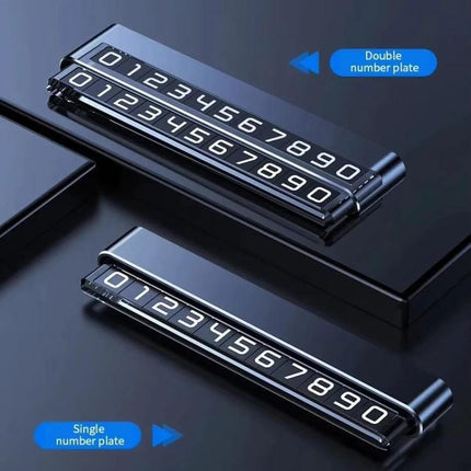Metal Hidden Parking Number Plate Ornament Silver For Car - compact silver aluminum alloy hideable parking number display for dashboard