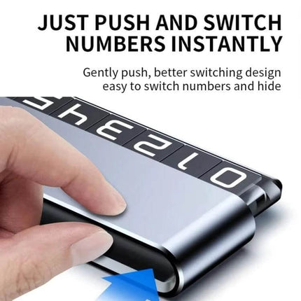 Metal Hidden Parking Number Plate Ornament Silver For Car - compact aluminum alloy dash number hide/reveal device, push-to-switch design