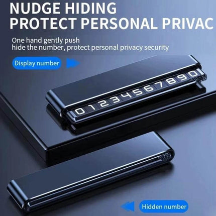 Metal Hidden Parking Number Plate Ornament Silver For Car compact aluminum alloy privacy plate showing display and hidden number modes