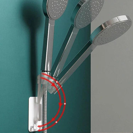Adjustable Shower Rack for Everyday Bathroom Organization hanging from showerhead holding towels and loofah for easy access