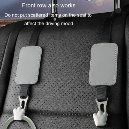 Leather Car Seat Hook Hanger For Vehicles To Organize Bags - leather strap and zinc alloy hooks attached to car seatback holding items