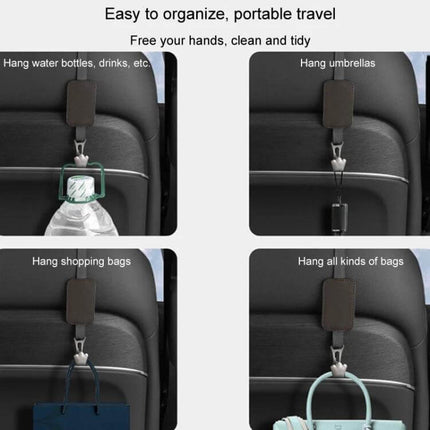 Leather Car Seat Hook Hanger For Vehicles To Organize Bags hanging water bottle, umbrella, shopping bag and purse on seatback organizer