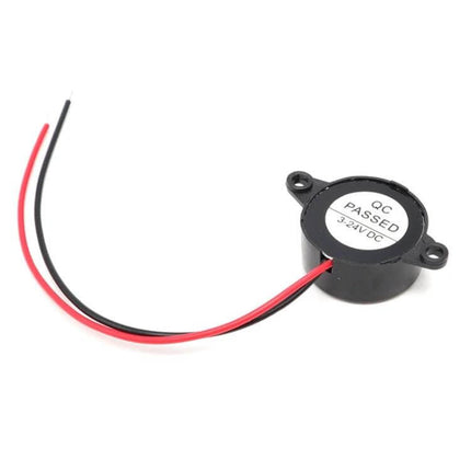 Versatile Active Piezo Buzzer for Loud Sound Alerts - compact 23x12mm ABS mono buzzer with red and black wires for alarms, toys, automotive use