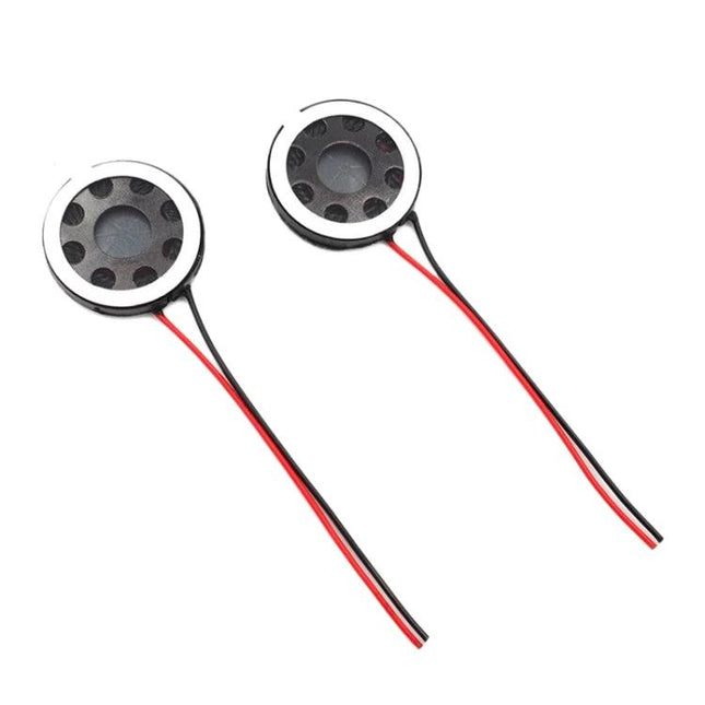 Practical Small Speaker for Everyday Toys and Security Devices - compact round speaker pair with red and black wires for toys and alarm modules