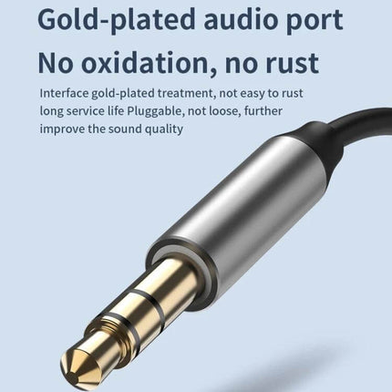 Car Bluetooth Receiver With USB Playback For In Car Audio showing gold-plated 3.5mm jack for improved connection and no rust