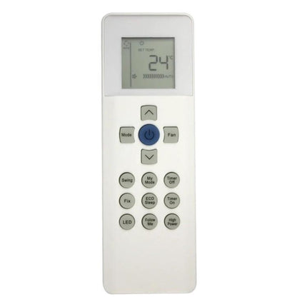 Carrier Compatible Air Conditioner Remote Control replacement remote with LCD display and buttons for mode, fan, swing and timer, white handheld remote