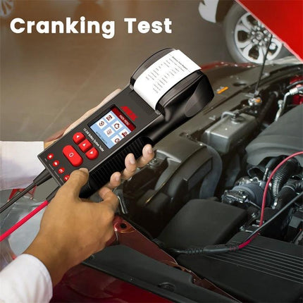 Use Ancel Battery Tester for Daily Vehicle Maintenance Checks - hands holding Ancel BST600 performing cranking test on car battery