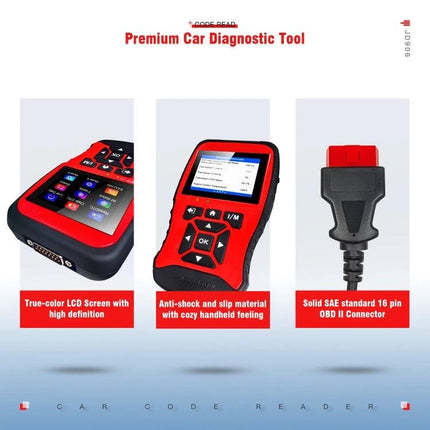 Essential Tool for Routine Car Maintenance at Home - OBDII scanner with TFT display, handheld diagnostics, engine code reader and 16-pin OBD II connector