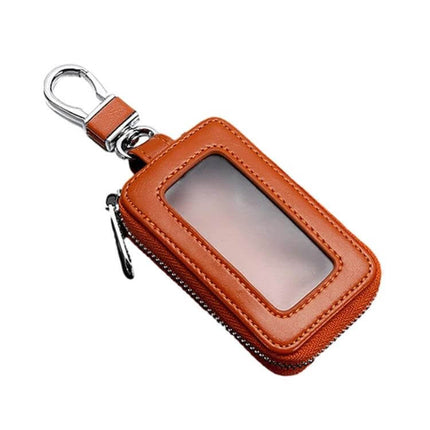 Car Remote Control Universal Visible Zipper Key Case Royal Blue - cowhide zipper key case with clear window, swivel clasp and removable keychain