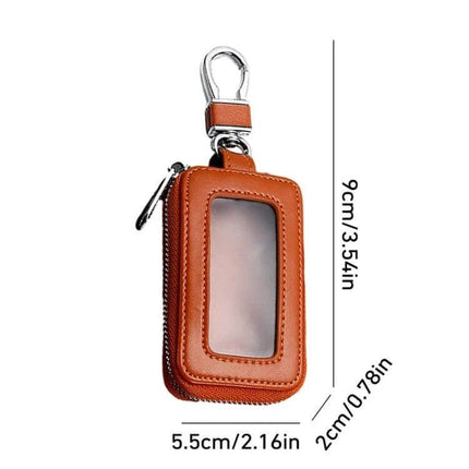 Car Remote Control Universal Visible Zipper Key Case Royal Blue - royal blue cowhide remote key case with visible window, zipper, swivel clip, removable keychain
