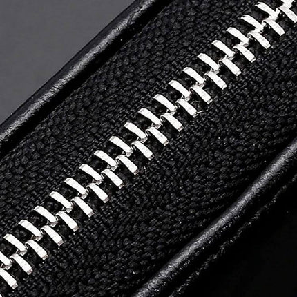 Car Remote Control Universal Visible Zipper Key Case Royal Blue close-up of royal blue cowhide exterior and visible silver zipper detail