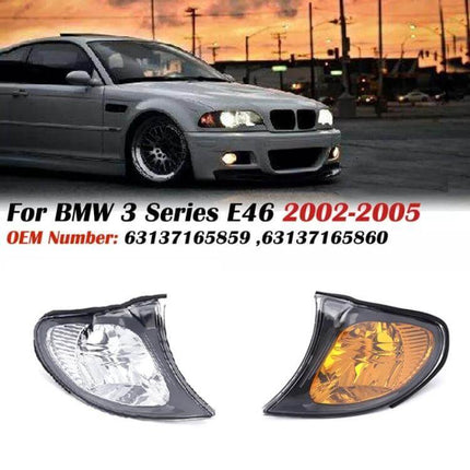 BMW E46 Front Corner Turn Signal Light For Daily City Driving - Clear PC Housing Left Indicator, 55W High-Brightness Lamp Beads
