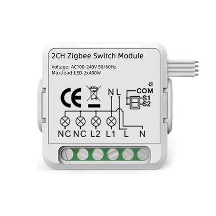 Smart Switch Module for WiFi and Zigbee Home Control compact 2CH Zigbee switch module for remote light and appliance control