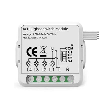 Smart Switch Module for WiFi and Zigbee Home Control compact 4CH Zigbee switch module for lights and appliances, Tuya Smart Life compatible