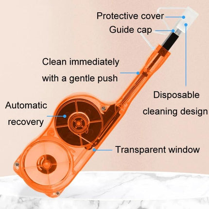 Handy Fiber Optic Cleaning Pen for MPO/MTP Endfaces and Modules - orange disposable pen with guide cap, transparent window, automatic recovery