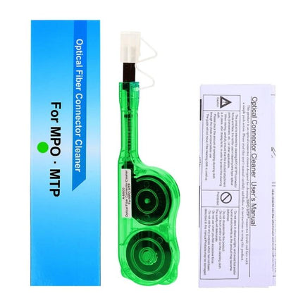 Handy Fiber Optic Cleaning Pen for MPO/MTP Endfaces and Modules green dual-reel cleaner with packaging and manual