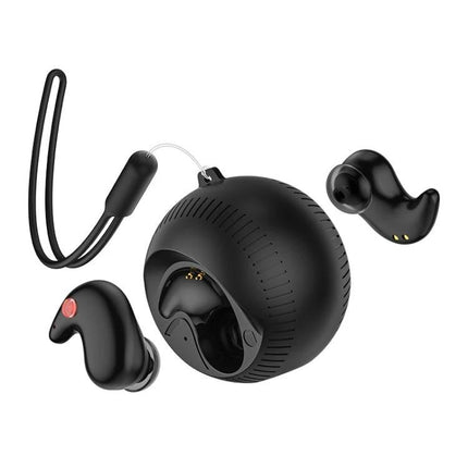 Coconut Ball In-Ear Bluetooth Earbuds With Charging Case compact black earbuds, case, Bluetooth 5.3, IPX5 splash resistant