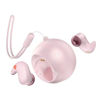 Coconut Ball In-Ear Bluetooth Earbuds With Charging Case pink compact wireless earbuds with lanyard and IPX5 splash resistance