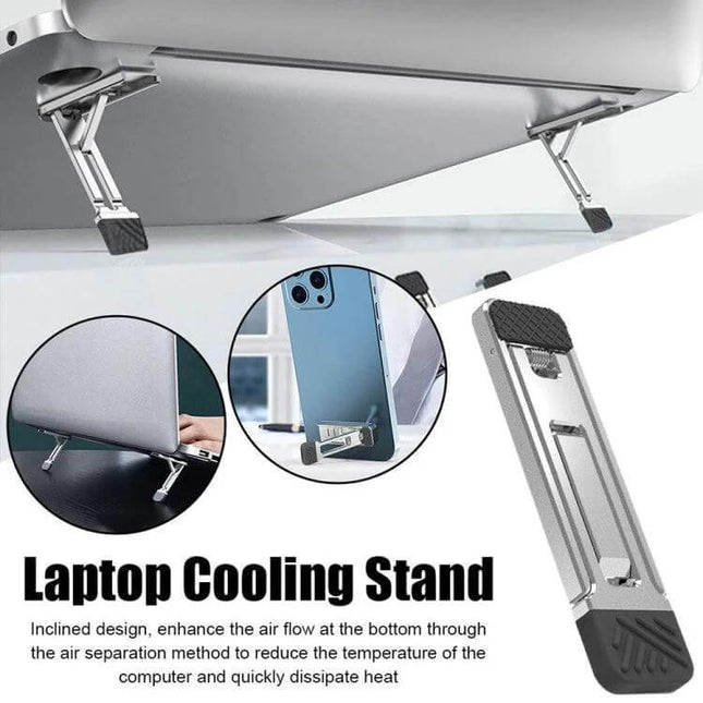 Light Gray Invisible Stand for Laptops and Tablets - discreet foldable cooling stand to elevate laptop or tablet for ergonomics and improved airflow
