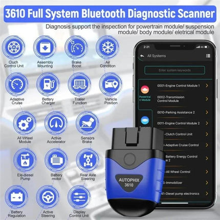 Autophix Scanner for Everyday Car Maintenance Checks at Home - Autophix 3610 Bluetooth OBD2 diagnostic tool with smartphone app