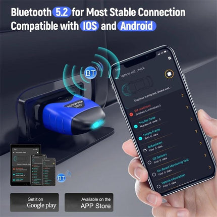 Autophix Scanner for Everyday Car Maintenance Checks at Home Bluetooth OBD2 diagnostic device paired with smartphone app for DIY vehicle checks