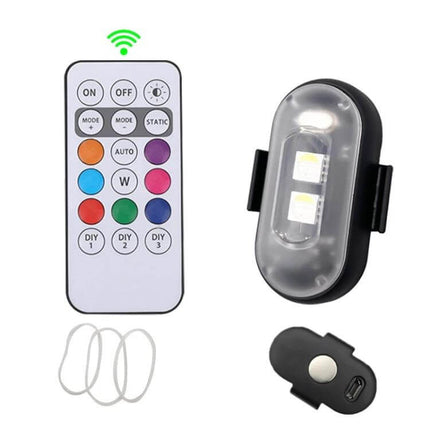 Wireless Remote Control Motorcycle Warning Light Magnetic Mount compact ABS light with remote, magnetic base and USB charger for motorcycle visibility