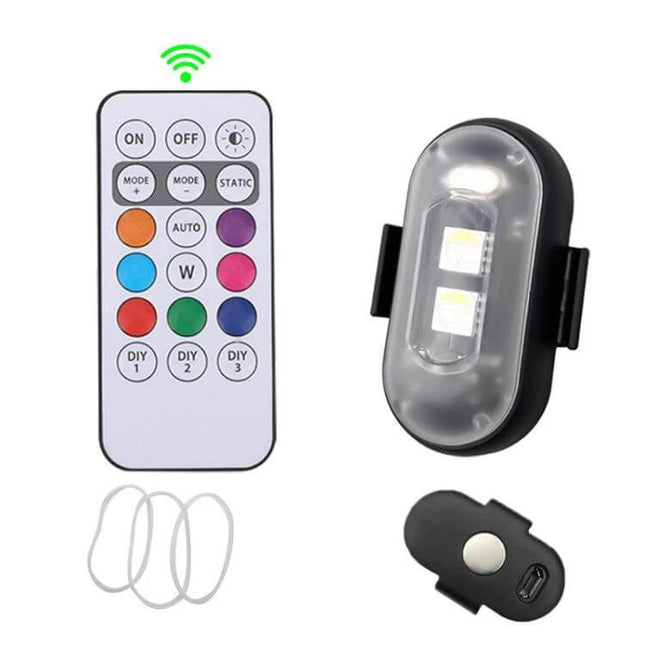 Wireless Remote Control Motorcycle Warning Light Magnetic Mount compact ABS light with remote, magnetic base and USB charger for motorcycle visibility