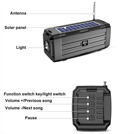 BDL-187 Solar Bluetooth Speaker With LED Light, FM