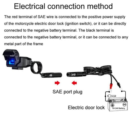 Kewig Motorcycle Phone Charger Waterproof for Outdoor Riding electrical connection diagram showing SAE port plug and battery wiring