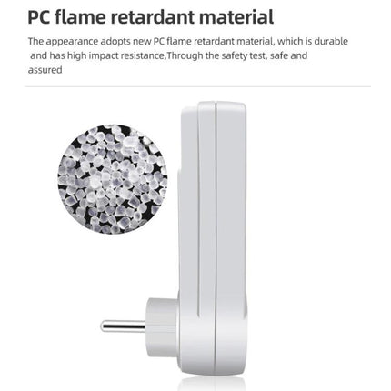 US Plug Digital Thermostat for Home Temperature Control with Timer compact white unit showing PC flame retardant material and side plug