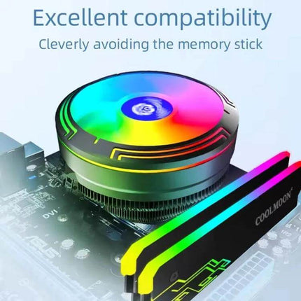 Colorful LED CPU Cooling Fan for Desktop Performance installing on motherboard with RGB lights and RAM, excellent compatibility