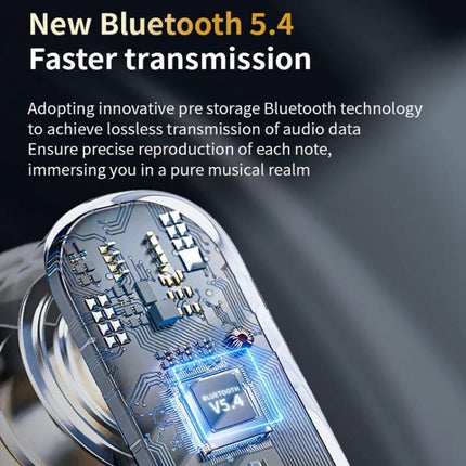 Wireless In Ear Earphones With Touchscreen Charging Case showing Bluetooth 5.4 chipset and circuitry for fast transmission