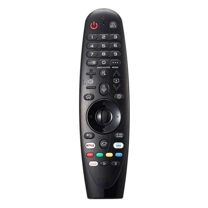 LG Handheld Bluetooth Voice Remote for Smart TVs shown front view with voice button and app shortcuts