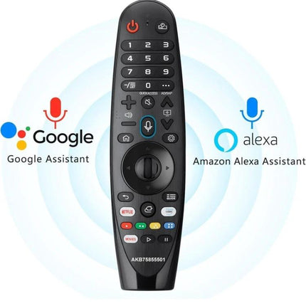 LG Handheld Bluetooth Voice Remote for Smart TVs - black voice remote with Google Assistant and Amazon Alexa compatibility, ergonomic button layout