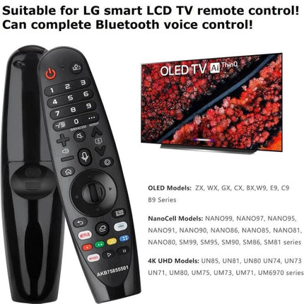 LG Handheld Bluetooth Voice Remote for Smart TVs – ergonomic black remote with voice control for LG OLED, NanoCell and 4K UHD models