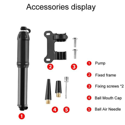 Mini Portable Bicycle Pump For Bikes On The Go Everyday - Compact Aluminum Alloy Pump With Mount, Ball Mouth Cap And Air Needle Accessories