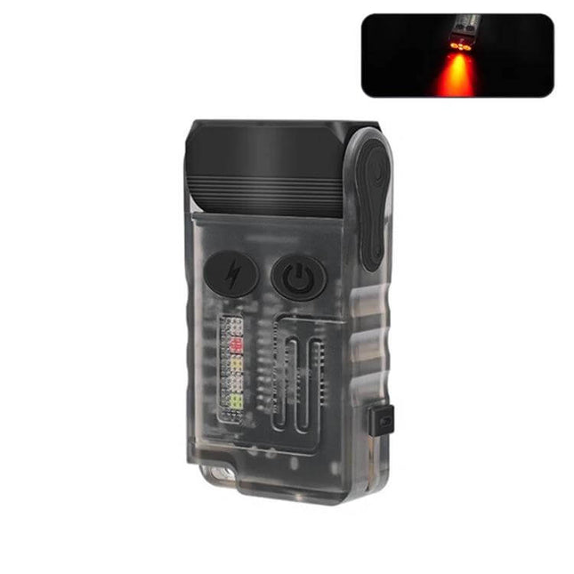 Portable Keychain Light Rechargeable For Everyday Carry compact rechargeable keychain light with red rear LED and multi-color side LEDs, USB-C