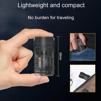 Portable Keychain Light Rechargeable For Everyday Carry compact rechargeable keychain light shown pocketable with USB-C and multi-color side LEDs