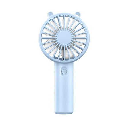 Portable Rechargeable Mini Handheld Fan with Phone Holder for Desktop Use - compact light blue handheld fan with single-button design