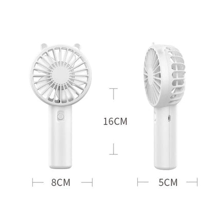Portable Rechargeable Mini Handheld Fan with Phone Holder for Desktop Use compact white 16cm x 8cm x 5cm handheld desk fan with power button