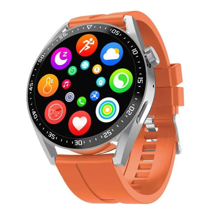 Essential Smart Watch for Everyday Health Monitoring - orange strap smartwatch with 1.39-inch round TFT screen showing health and app icons